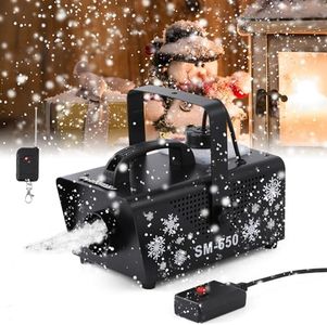 Poafamx Snow Machine, 650W High Output Snow Maker for Outdoors with Wired Wireless Remote Control 1L Tank, Portable Fake Snow Machine Inddor Snowflake Maker for Christmas Wedding Parties Stage