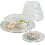 VonShef Microwave Covers for Food, Set of 5 Food Covers with Lids, Microwave & Dishwasher Safe Nesting Storage, Transparent Microwave Plate Cover