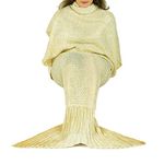 Modo Luxury Mermaid Tail Blanket for Teens and Adult (Cream/Gold Shine)