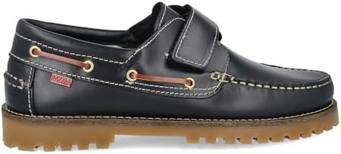 PAYMA - Zapatos Náuticos Sport Casual Hombre, Mujer, Niño. Clásicos 3-Ojales de Piel. Piso de Goma. Tallas Grandes 45 46 47. Cierre Cordones o Contacto. Color: Azul Marino Contacto; Talla EU 42