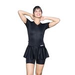 ROVARS Poly Spandex Women’s Frock Style with Front Zipper Swimming Costume (Without Pads) (Black, S)