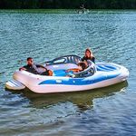 Aquayam Lake Floats for Adults Floating Island for Lake Inflatables Lake Toys for Adults and Family | Boat Floats for The Lake Includes Air Pump, Extendable Oars, Repair Kit and Carry Bag