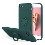 UEEBAI Case for iPhone 7 Plus iPhone 8 Plus, Ultra Slim Liquid Silicone Phone Case with 360 Rotatable Ring Holder Kickstand with Magnetic Car Mount Gel Rubber TPU Bumper Shockproof Cover - Dark Green