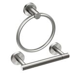 FORIOUS Toilet Paper Holder Towel Ring, Double Pivoting Toilet Paper Holder, SUS304 Stainless Steel Bathroom Hardware Set for Bathroom, RV, Wall Mounted, 2 Pieces, Brushed Nickel