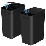 Anborry Bathroom Automatic Trash Can 2 Pack 2.2 Gallon Touchless Motion Sensor Small Slim Garbage Can with Lid Smart Electric Narrow Waterproof Garbage Bin for Bedroom Office Kitchen (Black)