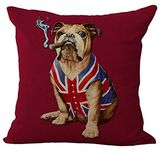 Touch Colourful 18x18 Inches English Bulldog Creative Personality American Flag and Union Jack pet Dog Home Throw Pillow Case Personalized Cushion Cover New Home Office Decorative Square