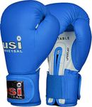 USI UNIVERSAL THE UNBEATABLE Lite Contest Pu Boxing Gloves for Men & Women with Moulded Foam Padding, Sweat Wicking Lining, Elasticated Hook & Loop Wrap Around Closure System (Blue, 12oz)