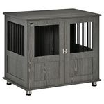 PawHut Dog Crate Furniture End Table, Pet Kennel for Small and Medium Dogs with Magnetic Door Indoor Animal Cage, Grey, 85 x 55 x 75 cm