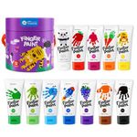 Jar Melo Safe Finger Paints for Toddlers, 12 Colors Large Capacity (2.1fl oz), Non Toxic Washable Fingerpaint Set, Kids Art Painting Supplies, Gift for Kids Age 2+