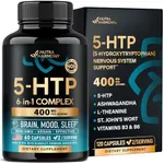 5HTP 400 mg Capsules - 5-HTP Supplement Tryptophan - Ashwagandha | L-Theanine | St. John's Wort | Vitamins B6 & D3 | 5 HTP - Sleep, Mood & Brain Support - NON-Habit Forming & Drug-Free - 60 Capsules