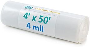 IDL Packaging Clear 4 mil Plastic Sheeting for Painting, 4' x 50' (200 sq. ft.) LDPE Film Roll - Heavy-Duty Thick Polyethylene for Painting, Construction, Home Use - Drop Cloth & Vapor Barrier