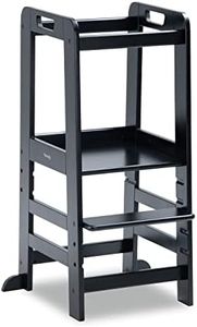 hauck Tour d'Observation Montessori Learn N Explore, Tour d'apprentissage en Bois de Hêtre Certifié FSC, Réglable en Hauteur, Stable et Sécurisée, dès 1 an, Noir