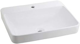 WinZo WZ6123 Drop-in Bathroom Sink, Rectangle Semi-recessed Porcelain Vanity Basin Single Faucet Hole White Large