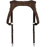 Voolup - Genuine Leather Suspenders for Men, Leather Suspenders, Mens Leather Suspenders in Vintage Style Handmade, Rustic Brown, Standard