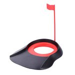 Demeras Golf Putting Cup,Plastic Golf Putting Practice Aids with Adjustable Hole and White Flag Fit for Indoor Outdoor Gift Choice (B Mode-Red)