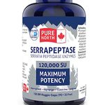 Pure North Naturals - High Potency Serrapeptase 120000 SU Maximum Potency (90+35 vcaps) - Serapeptase Enzymes - Serratia Peptidase Enzymes - 3rd Party Tested - Formulated & Made in Canada