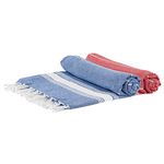 Nicola Spring Set of 2 Red & Navy 170cm x 90cm 100% Turkish Cotton Bath Towel - Lightweight & Absorbent Large Adults Drying Beach Bathroom Gym Shower Sauna