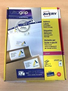 Avery L 7173-250-Etichette per indirizzi, per stampanti Laser, 99,1 x 57 mm, etichette, 10 etichette per foglio di formato A4, 250 fogli, colore: bianco