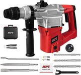 MPT 1500W Heavy Duty Rotary Hammer Drill,3 Function and Adjustabl Soft Grip Handle,Include 3 Drill Bits,Point and Flat Chisel with Case