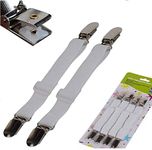 Sfoothome Adjustable Bed Sheet Fasteners Suspenders, White, Set of 4 (1) (white, 1)