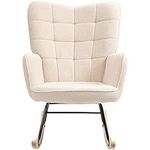 HOMCOM IE Located Accent Rocking Chair, Berber Fleece Nursery Glider Rocker, Modern Armchair, Wingback Chair for Living Room and Bedroom, Beige