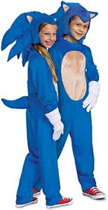 Sonic the Hedgehog Costume, Official Deluxe Sonic Movie Costume and Headpiece, Kids Size Small (4-6)