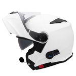 Zorax White M (57-58cm) ZOR-727 BL-A4 Anti-fog Visor Flip up Motorbike fitted with Blinc Bluetooth System Motorcycle Dual-Speaker Headset,Noise-Free,Automatic Answering,Double Visor,ECE2206