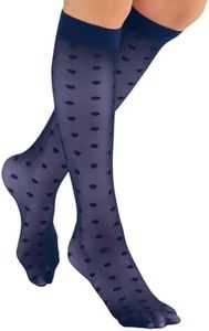 Collections Etc Stylish & Comfortable 15-20mmHg Compression Knee High Stockings, 3 Pairs - Made in USA