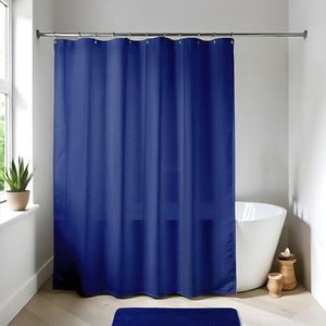 EVIDECO French Home Goods Navy Blue Extra Long Waterproof Shower Curtain Liner 71x79 Inches