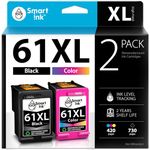 Smart Ink Re-Manufactured Ink Cartridge for HP 61XL 61 XL (Black & Color 2 Combo Pack) use with Deskjet 1000 1010 1050 1510 2050 2050A 2510 2540 2541 3000 3050 3050A 3510 Envy 4500 5530