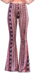 Daisy Del Sol High Waist Comfy Stretch Boho 70s Bell Bottom Fit to Flare Lounge Yoga Pants, Marsala, X-Large