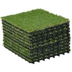 Outsunny 10 Pieces 30 x 30cm Artificial Grass Turf with 25mm Pile Height Non-toxic Roll Grass Carpet Fake Grass Mat with Drainage Holes UV resistance for Indoor, Outdoor, Patio, Garden, Lawn, Balcony