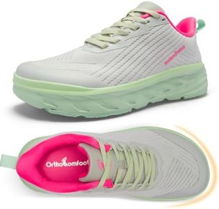 Women's Orthopedic Diabetic Wide Sneakers, Comfortable Adjustable Fit Achilles Tendonitis Office Sneakers, Cushion Sole Plantar Fasciitis Heel Foot Pain Relief Travel Shoes, Grey Green Size 10