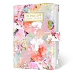 Rnivvi 100 Envelopes Money Saving Challenge Budget Binder, Cute A5 Savings Challenges Book with Cash Envelopes, Envelope Challenge Binder Kit, Budgeting Planner to Save $5,050, Pink Peonies Floral