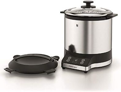 WMF KITCHENMINIS Cuiseur à Riz, Capacité 1L (250g), Cuisson Riz, Céréales, Légumes (Panier Vapeur inclus), Design Inox Elegant & compact, Minuteur & Maintien au chaud, 0415260011