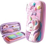 Royal Hub 3D Unicorn Cover Large Capacity Pencil Case Compass With Compartments, School Supply Organizer For Students, Stationery Box, Cosmetic Zip Pouch Bag (1 Unit, Canvas, Multicolor)