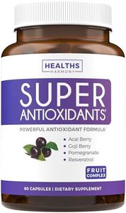 Super Antioxidant Supplement - Powerful Super Food Antioxidants Blend - Acai Berry, Goji Berry, Pomegranate & Trans Resveratrol - Natural Herbal, Fruit Formula - Skin Care - Made in USA - 60 Capsules