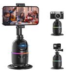 Auto Face Tracking Phone Holder for Phone, GoPro, Compact Camera, 360° Rotation Auto Tracking Mount Compatible with Tripod, Rotating Stand for iPhone for Vlog, Streaming, Video, FaceTime, TIK Tok