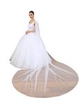 EllieHouse Long Tulle Shoulder Bridal Cape Wedding Veil Cloak White 3M