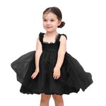 Miipat Toddler Girls Butterfly Dress Sleeveless Fairy Tutu Dress Baby Tulle Dress Layered Birthday Party Dress(Black,3-4T)