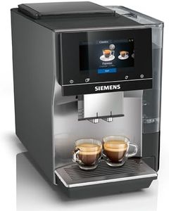 Siemens Kaffeevollautomat EQ700 classic, großes farbiges TFT-Display, 36 Heiß- und Kaltgetränke, Cold Brew, 10 Favoriten, 2-Tassen-Funktion, Steuerung per App, autom. Reinigungsystem, Silber, TP715D01