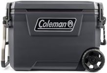 Coleman Convoy 65QT Heavy-Duty Insulated Hard Cooler with Wheels, 66 L capacity, Keeps Ice for 5 Days, Full foam insulation, Large Durable Portable Cool Ice Box for Rugged Outdoor Use & Jobsites