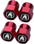 Alloy Metal Car Tire Valve Caps with Logo, 4pcs Car Tire Dust Caps Car Tire Air Caps for Acura, Suit for Acura CDX NSX RDX RLX TLX TLX-L,Corrosion Resistant, Leak-Proof, Screw-on, Easy Grip, RED