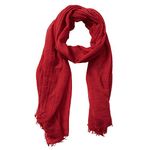 XRDSS Summer Cotton Blend Crinkle Vintage Soft Scarf with Fringed Edges 35" ¡Á 70" Red