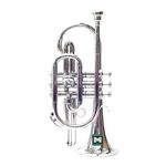 Cornet Trumpet 3 Valve, Bb Pitch Including Mouthpiece and Carry Case. (Silver)