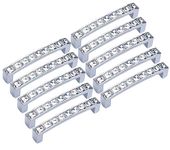 abcGoodefg Modern Decorated Crystal Drawer Hnadle Pulls Glass Rhinestone Cabinet Handle Knobs for Door Dresser Kitchin, 4" Length (3.8" Hole Centers), Clear Silver, Zinc Alloy, 10-Pack