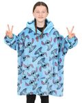 Disney Lilo and Stitch Girls Blue Hoodie, Oversized Fleece Blanket Hoody