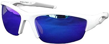 Rawlings 32 Baseball Sunglasses (White/Blue Mirror)