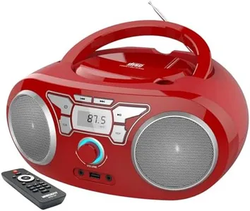 Portable CD Player Boombox with Bluetooth, FM Radio, USB Input, 3.5mm AUX and Headphone Jack, Clear Stereo Sound