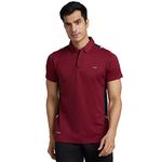 berge' New Mens Polyester Dry Fit Collar Jacquard Polo Tshirts for Men, Instadry & Breathable Fabric, Gym Wear Tees & Workout Tops|Collar Tshirt for Men|Slim Fit Half Sleeve Tshirt|Maroon - M